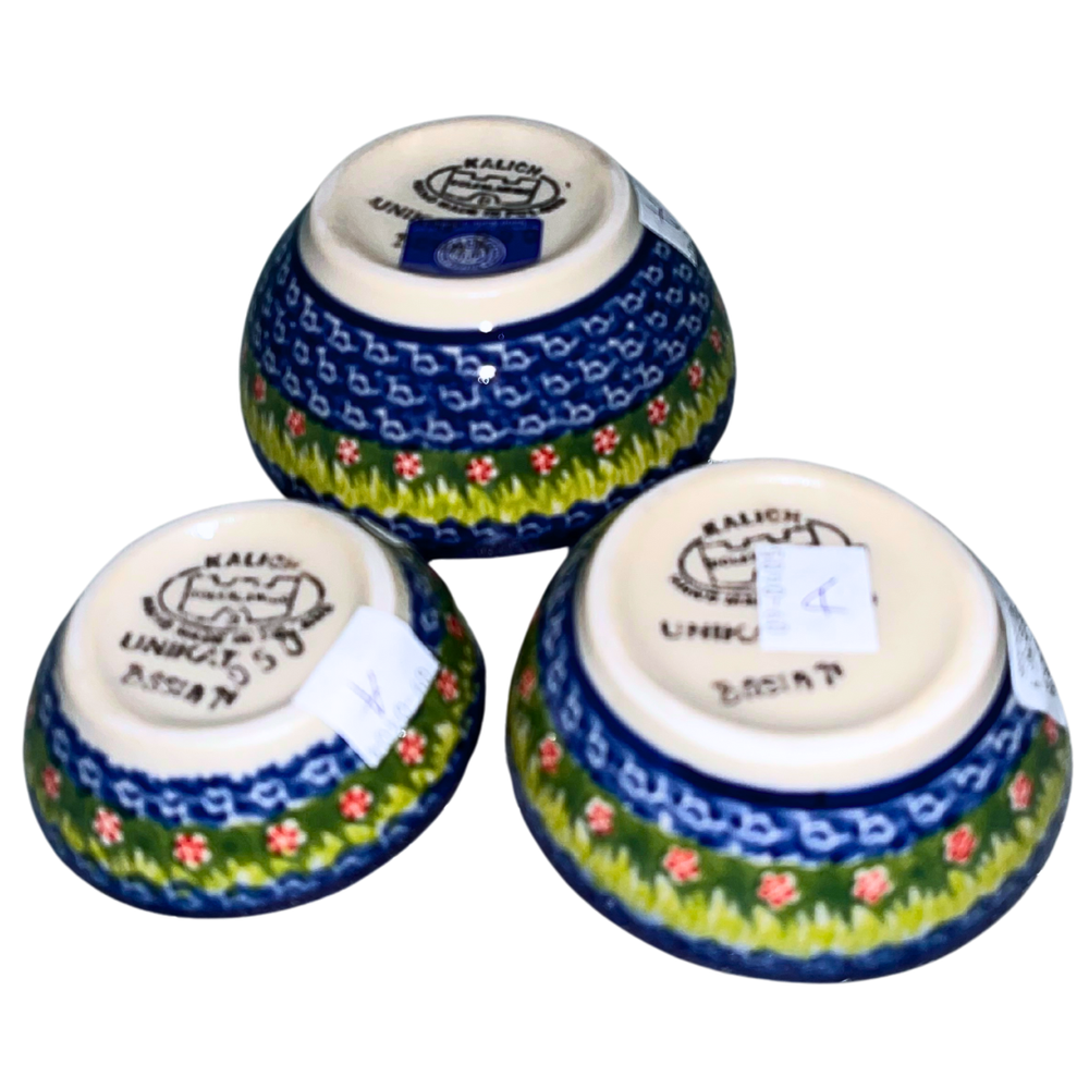 kalich polish pottery set 3 small stacking bowls polka chicken 950